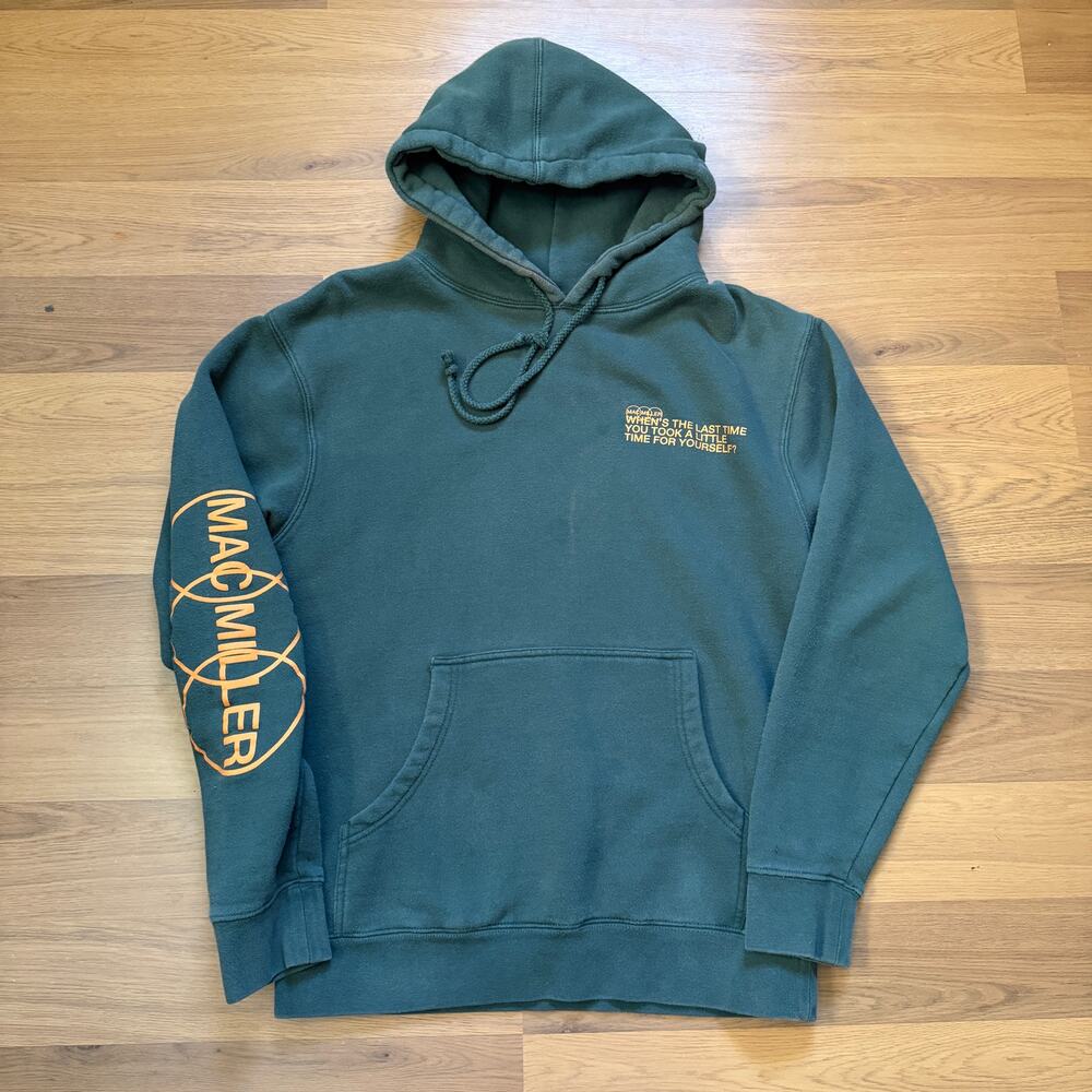 Mac Miller Circles Take a Little Time Green Orange Hoodie Pullover Sweatshirt S